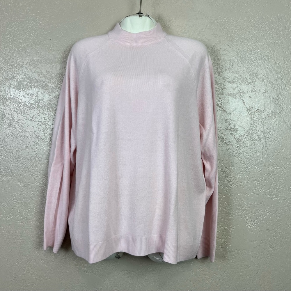 Karen Scott Baby Pink Mock Neck Long Sleeve Sweater 2 XL Workwear Casual‎